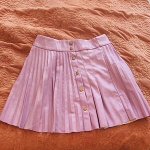 SHEIN Lilac Pleated Mini Skirt with Gold Buttons